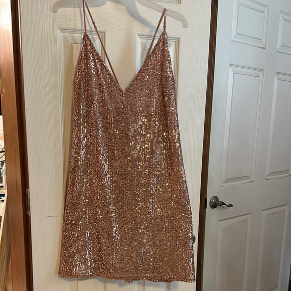 Victoria's Secret Gold Pink Sequin  XL Mini Dress - Picture 1 of 4